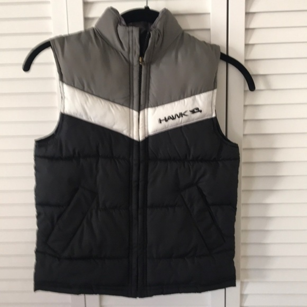 TONY HAWK‎ boys puffer vest in great condition size M(5/6) black, grey & white